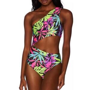 Beach Riot Celine One Piece in Neon Palms Size Small